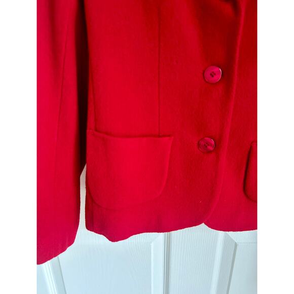 90's Bright Red Wool/Cashmere Blend Blazer with Original Tags | 90's Workwear - Picture 4 of 9
